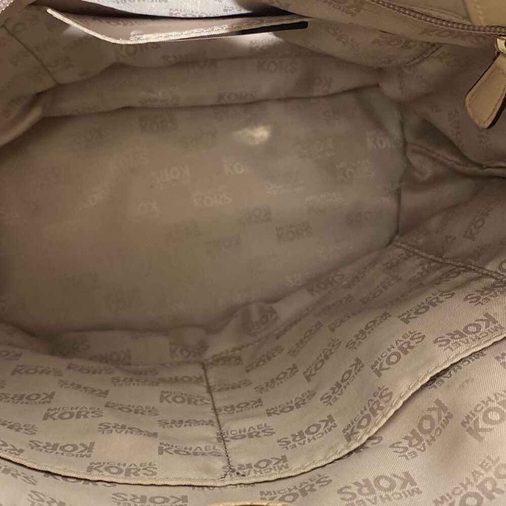 Michael Kors‎ Women's Gold Monogram Logo Metallic Mirror Jet Set Tote Bag Medium - Picture 10 of 16